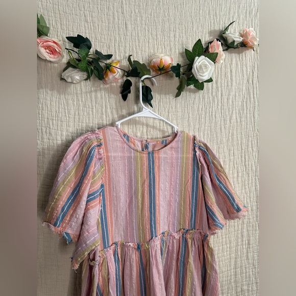 Show Me Your Mumu Brooks Babydoll Mini Dress Paradise Stripe. - Picture 4 of 5